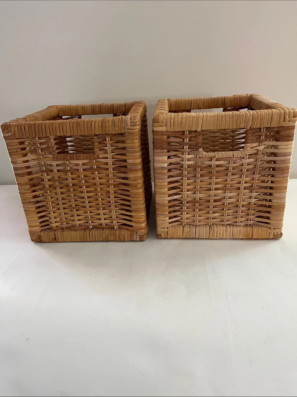 IKEA Woven Rattan Storage Baskets in Natural Brown - Set of 2